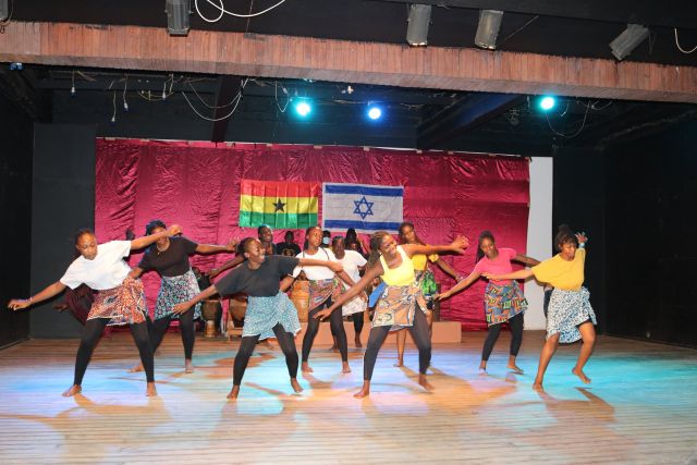 Students of the Dance Department, School of Performing Arts, University of Ghana performing an Israeli Folk Dance 